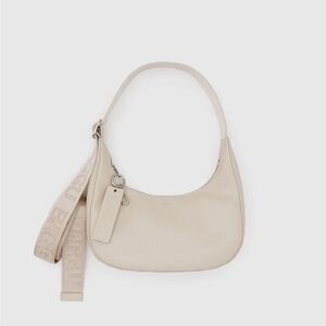 Baggu Recycled Leather Small Crescent Bag in Stone